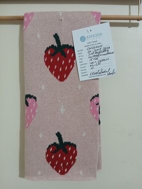 Pink Strawberry Knit Kitchen towel